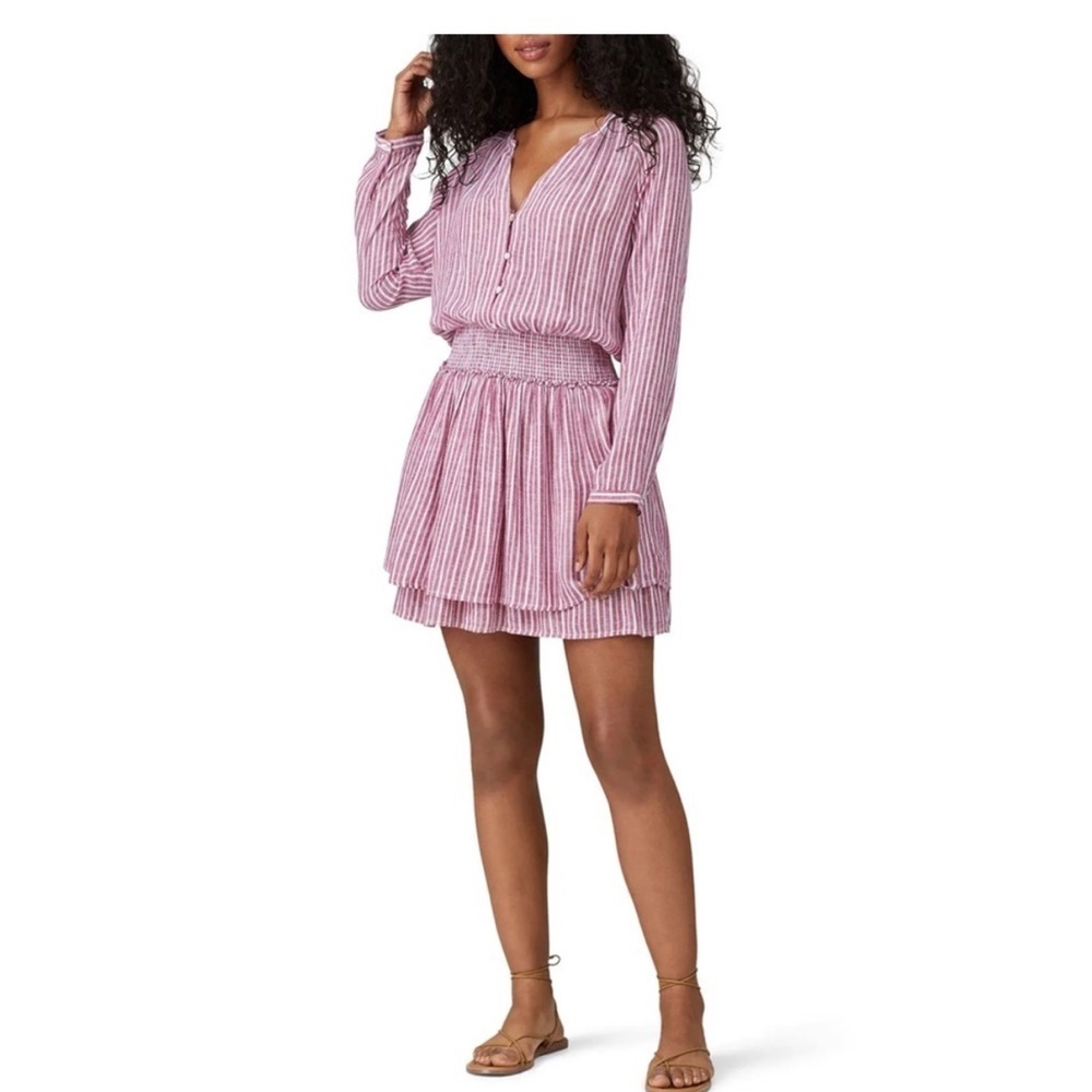 Rails Pink Striped Long Sleeve Mini Dress
